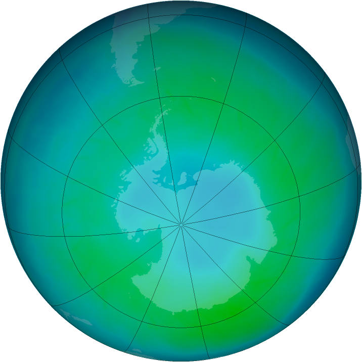 Antarctic ozone map for April 2011